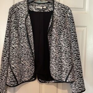 Chico’s Jacquard black animal print Knit Jacket plus size Size 2 (12)